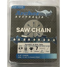 22" Archer Chainsaw Chain 3/8" .050 76DL FULL CHISEL Replaces 72LGX076G