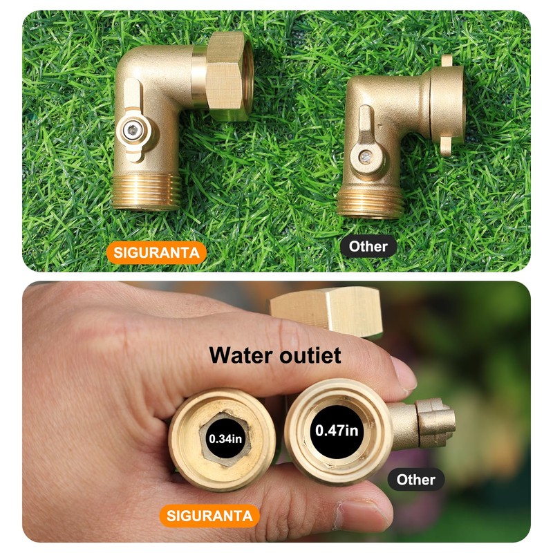 SIGURANTA Garden Hose Angle Valve 90 Degree Brass Extender Solid