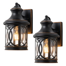 Laplusbelle 2-Pack Outdoor Wall Lights, Porch Lights, Waterproof Outdoor Wall Sconce, Exterior Light Fixture Oil-Rubbed Bronze Finish with Clear Glass Shade for Garage Patio Front Door Balcony, 12in.