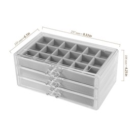 HEIHAK 2 PCS 54 Grid Acrylic Rock Collection Display Case - 3 Layer Clear Storage Organizer with Compartments for Crystals Gemstones