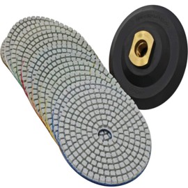 Stadea PPW179E Diamond Polishing Pads 10cm Wet Dry Set for Granite Quartz Concrete Marble Travertine Stone Countertop & Floor Polishing