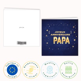 Edition Colibri Birthday Greeting Card with Envelope, Happy Birthday Card, Birthday Card for Dad, Father, A6, Blue, Gold