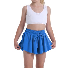 Flowy Shorts for Teen Girls Athletic Running Biker Shorts Youth Butterfly Shorts（DarkBlue-XXS）