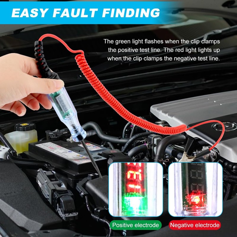 Automotive Test Light with 3-48V LED Digital Display, Auto Bidirectional