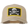 e4Hats.com Jolly Roger Skull Patched Mesh Cap - Khaki OSFM