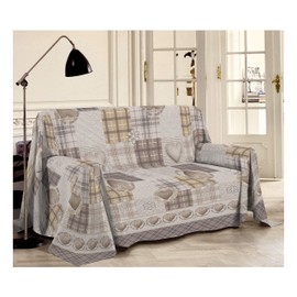 PENSIERI DELICATI Sofa Cover 180 x 290 cm Made in Italy, Fabric Blankets 100% Pure Cotton, Fantasy Mountain Beige, Ideal as a Sofa Throw, Sofa Cover or Bedspread (Single Bed)