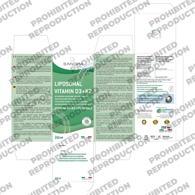 Bandini® Liposomal Vitamin D3 K2 - High-Dosage Dietary Supplement for