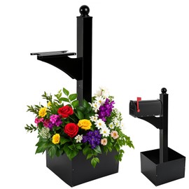 Colingmill Iron Mailbox Posts for Outside Black Ground Mounting Post with Fence Panels 56 Inch Tall Heavy Duty Architectural Stand(Not Include Mailbox)