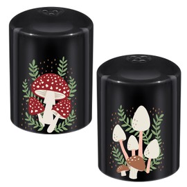 Honeydak 2 Set Mushroom Salt and Pepper Shakers - Ceramic Salt Canister Kitchen Mushroom decoration Black Pepper Seasoning Bottle, Cottagecore Kitchen Accessories