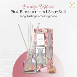 Brooklyn Fragrance Co. Spring Spa- Long Lasting Scented Aroma Diffuser – Pink Blossom & Sea-Salt Air Freshener for Home- Fragrance Diffuser for a Large Room - 100ML