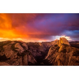 Yosemite National Park Photography Print (Not Framed) Picture of Colorful Clouds Over Half Dome at Sunset in California Sierra Nevada Wall Art Nature Decor (12" x 18")