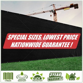 ColourTree Customized Size Fence Screen Privacy Screen Black 5' x 16' - Commercial Grade 170 GSM - Heavy Duty - 3 Years Warranty - Cable Zip Ties Included
