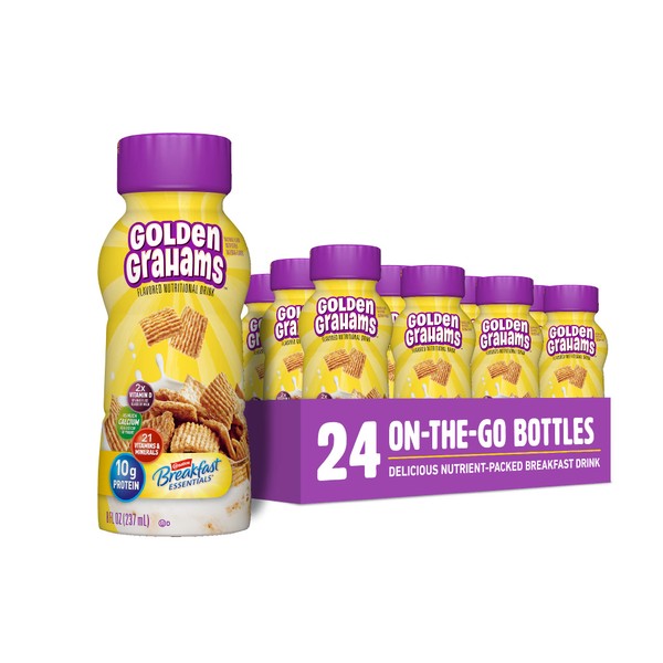 Carnation Breakfast Essentials Flavored Nutritional Drink, Golden Grahams, 8 FL OZ Bottle (Pack of 24)