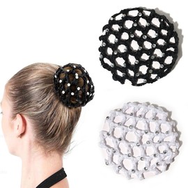 COYUN 2 Stück Net for Hair,Ballett Duttnetz,Haarnetze Frisuren,Hair Net,Dutt Netz Haarnetz,Dutt Ballett Mädchen,Dutt Glitzer,Geeignet für Frauen und Mädchen（schwarz, weiß）