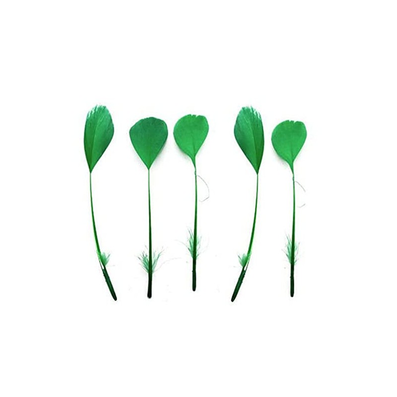 Green Stripped Coque Style Feathers x 5, Fascinators, Weddings -