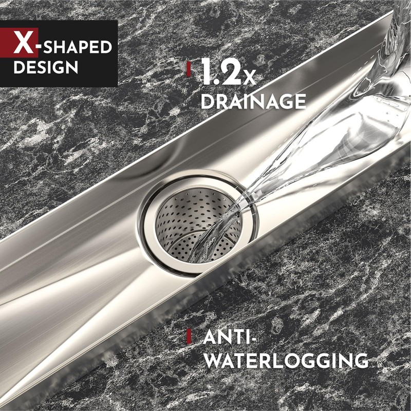 WEBANG 24 Inch Linear Shower Drain Rectangular Floor Drain with