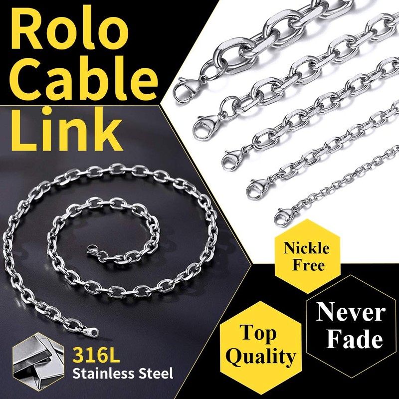 Silver Link Chain for Men Steel Chain Necklace for Men