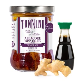 Tonnino Albacore Tuna in olive oil with Ginger Soy 6.3oz 6-Pack Omega-3 Rich, High Protein, Gluten-Free, Ready-to-Eat Tuna Packets for Tuna Salad, Tuna Fish Alternative to Salmon, Pole & Line Caught