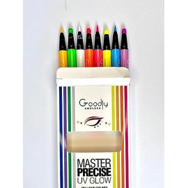 Goodly Smolder 8 Colors Master Precise UV Glow 2 IN 1 Liquid Eyeliner Set, Matte Colored Eyeliners Pen, Colorful Waterproof Smudge-proof Pigmented Graphic Liners.