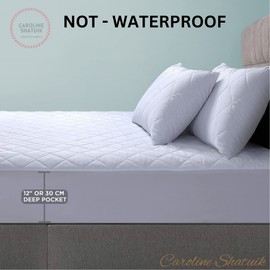 Caroline Shatuik Mattress Protector Single Bed Fitted Extra Deep - Quilted Mattress Cover - Anti Allergy Single Mattress Topper Single bed- Not Waterproof (90 x 190 +30cm)