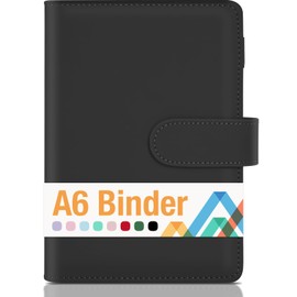 Sooez A6 binders, Budget Binder, 6 Ring Binder, Notebook Binder, Planner Binder with Magnetic Buckle Closure, A6 Leather Binder for Women, Savings Binder, Budget Books, Refillable Notebook,7.48"x5.2"