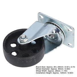 Fafeicy Swivel Caster, Cast Iron Dual Bearing Heavy Duty Accessory, with 90mm / 3.54in Wheel Diameter and 29mm / 1.14in Wheel Width, for Cart Trolley, 64 x 94mm Board, Casters