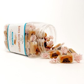 Everton Toffee Butter Toffee Caramels, Original Sea Salt Flavor 50 count (20 oz. Grab Jar). Gourmet artisan Creamy toffee caramels, soft and creamy caramel candy, small batch crafted toffee treats.