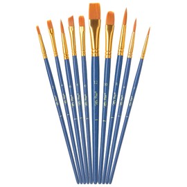Mr. Pen- Artist Paint Brushes for Acrylic Painting, 10 pcs, Midnight Current Ergonomic Wooden Handle, Synthetic Bristles in Different Sizes & Shapes, Watercolor Brushes