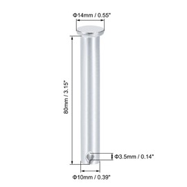 sourcing map Single Hole Clevis Pins - 10mm X 80mm Flat Head Zinc-Plating Solid Steel Link Hinge Pin 4Pcs