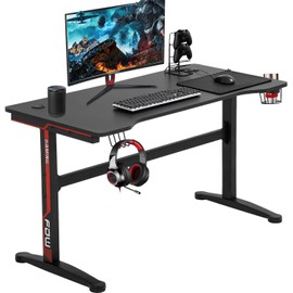 Gaming Desk PC Computer Desk Home Office Desk Table Gamer Workstation Modern Writing Desk Table with Cup Holder Headphone Hook, Red, 47.2 inches L, 23.6 inches W
