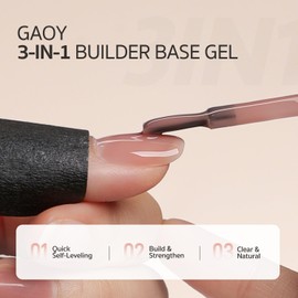 GAOY 16ml Rubber Base Gel, Jelly Builder Base Nail Gel Nude Sheer Pink, 3-in-1 Soak Off Nail Strengthener UV Light Cure, 01 Lush Nude