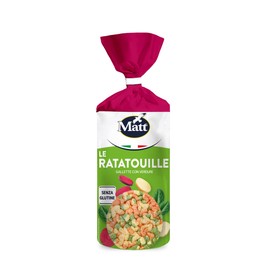 Matt, Le Ratatouille, con Farina di Riso, di Mais e Mix di Verdure Selezionate, Senza Lievito né Glutine, A Basso Contenuto di Grassi, Snack Stuzzicante e Alternativo, Vegan, Confezione da 100 g