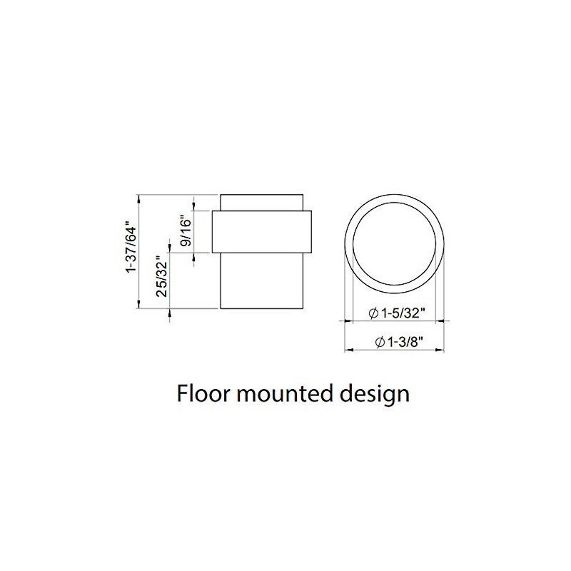 INOX DSIX02-32D Cylindrical Floor Mount Door Stop, Satin Stainless Steel