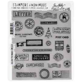 Stampers Anonymous CMS323 Tim Holtz Cling Stamps 7"X8.5"-Holiday Postmarks