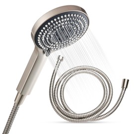 OFFO Handheld Shower Head Set, 6-Mode Brushed Nickel High Pressure Handheld Sprayer with 60" Stainless Steel Shower Hose, High Flow Large Powerful Boosting Handheld Showerhead for Low Water Pressure