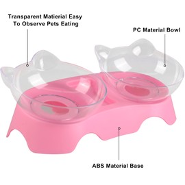 MILIFUN Cat Bowls, Cat Food Bowls Elevated Tilted, Anti Vomiting Kitty Bowls for Puppy and Bunny, Orthopedic Cat Bowls for Indoor Cats. (Pink)