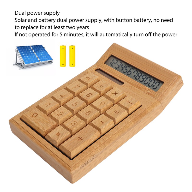 CS19 Solar Calculator Solar Battery Dual Power 12 Digit LCD