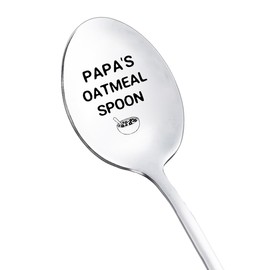 Papa Gift Spoons from Granddaughter Grandson Papa's Oatmeal Spoon for Grandfather Papa Christmas Birthday Gifts for Oatmeal Lovers Papa Grandpa Stainless Steel Oatmeal Spoons