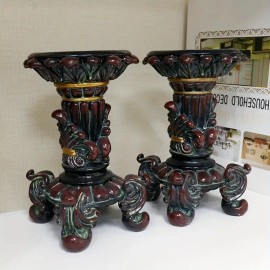 Ornate Resin Ceramic Candle Holders Decorative Figurine Ornaments for HomeColor: Black, Size: One Size