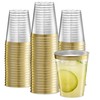 PLASTICPRO Disposable 8 oz Crystal Clear Plastic Tumblers With Gold