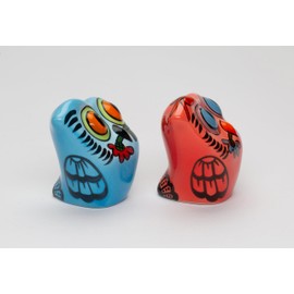 Fine Ceramic Modern Contemporary Owl Salt & Pepper Shakers Set, 2-5/8" L