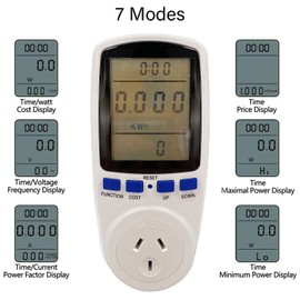 240V Plug Power Meter Energy Watt Voltage Amps Meter Consumption Energy Monitor Watt Electricity Usage Tester with Electricity Usage Monitor (AU Gauge Plug)