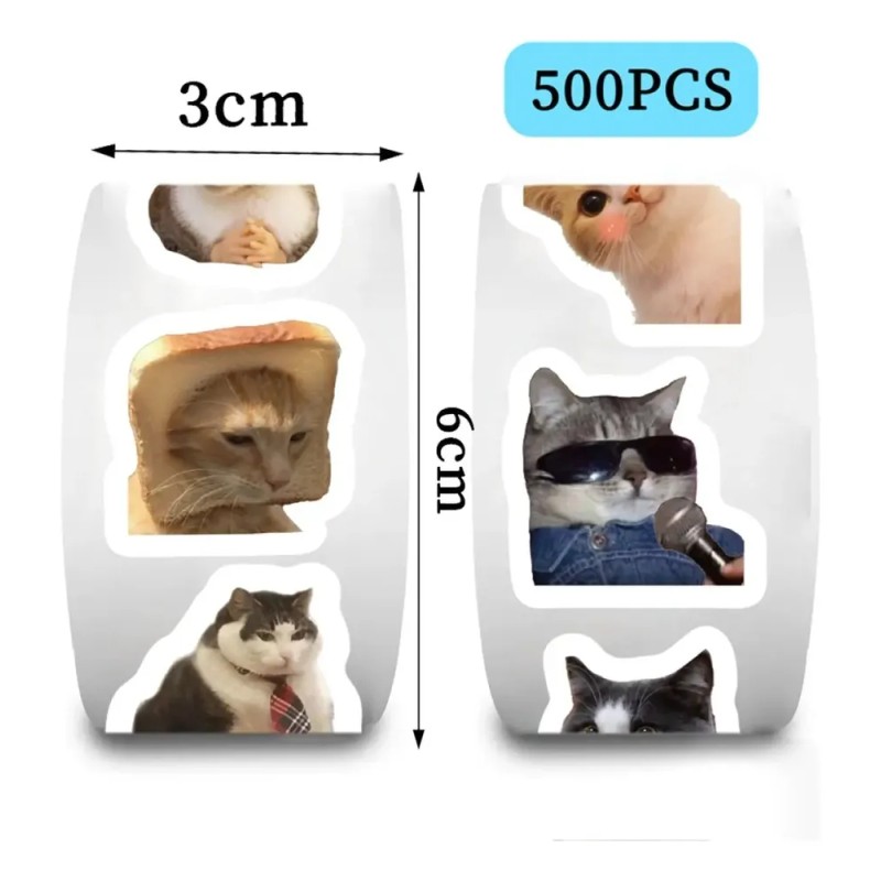 500 Hojas/rollo De Pegatinas En Rollo Con Forma De Gato,