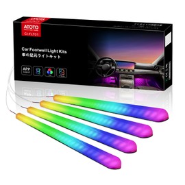 ATOTO Car LED Tape Light with APP Control, 160 LED RGB Car LED Light, Car Decoration, 16 Million Color Switching, DIY Multi-Color Mode, Sound Responsive Music Sync, 2 Line Design, Front and Rear