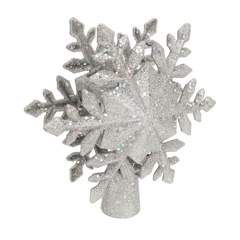 Silver Snowflake Christmas Tree Topper Lighted 3D PVC Christmas Tree