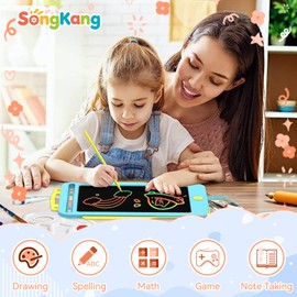 Songkang LCD Writing Tablet for Kids 8.5 Inch, Color Drawing Pad with Back Display Stand, Reusable Learning Toy, Birthday Gift, Holiday Gift for 3 4 5 6 7 8 9 10 Year Old Boys Girls (Blue)