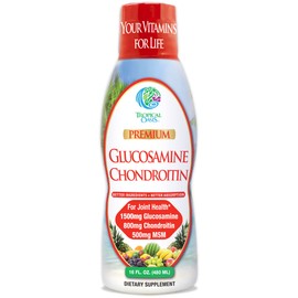 Tropical Oasis–Premium Liquid Glucosamine Chondroitin & MSM- Liquid Joint Support Formula 1500mg Glucosamine, 800mg Chondroitin, & 500mg MSM - 16 Fl Oz