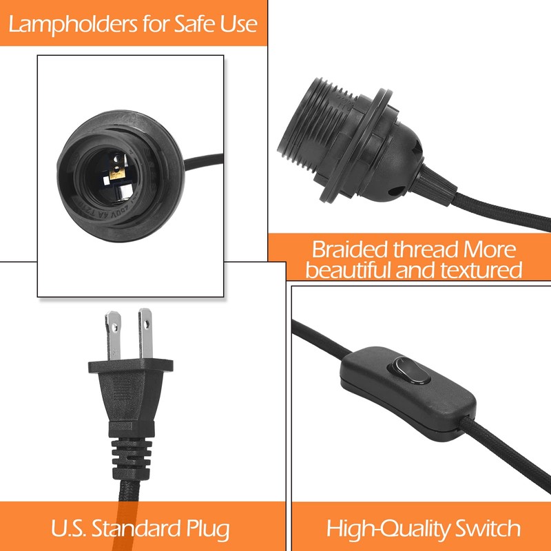 6 Pack Plug in Hanging Light Kit for Christmas E26/e27