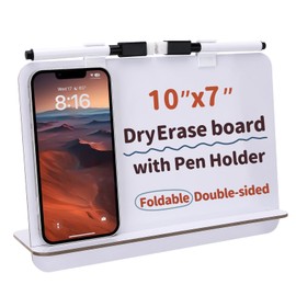 2 pcs Desk Whiteboard Small Dry Erase White Board 10‘’ x 7‘’ Freestanding with Pen Holder Dry Erase Board Double-Sided Whiteboard Wtih Dry Erase Markers