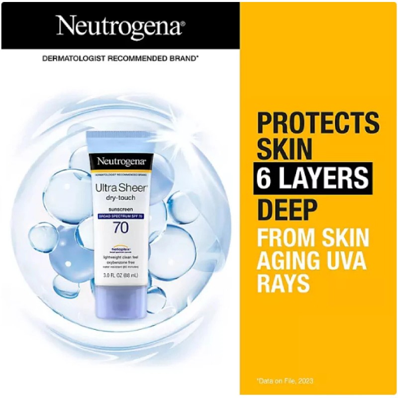 Neutrogena Ultra Sheer Dry-Touch Sunscreen Lotion, SPF 70, 3 oz.,